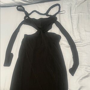 Elegant Black Dress with Unique Straps